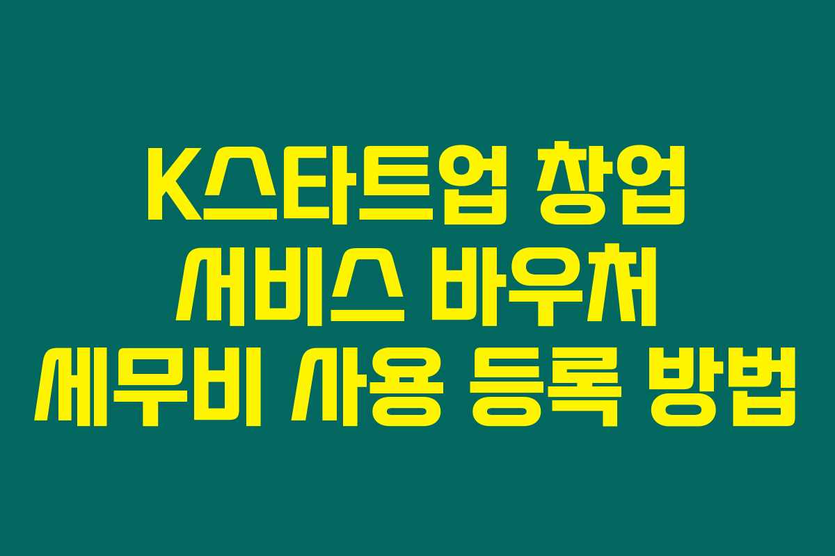 K스타트업 창업 서비스 바우처 세무비 사용 등록 방법