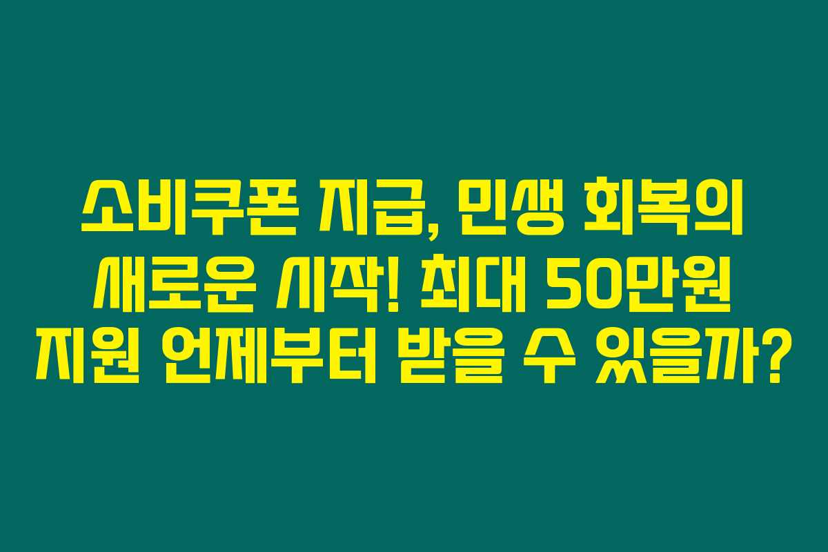 소비쿠폰 지급, 민생 회복의 새로운 시작! 최대 50만원 지원 언제부터 받을 수 있을까?
