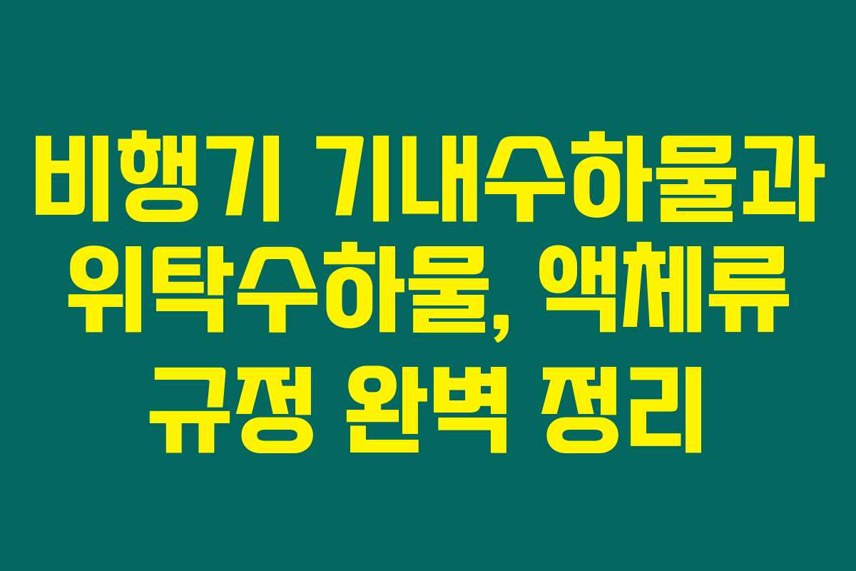 비행기 기내수하물과 위탁수하물, 액체류 규정 완벽 정리