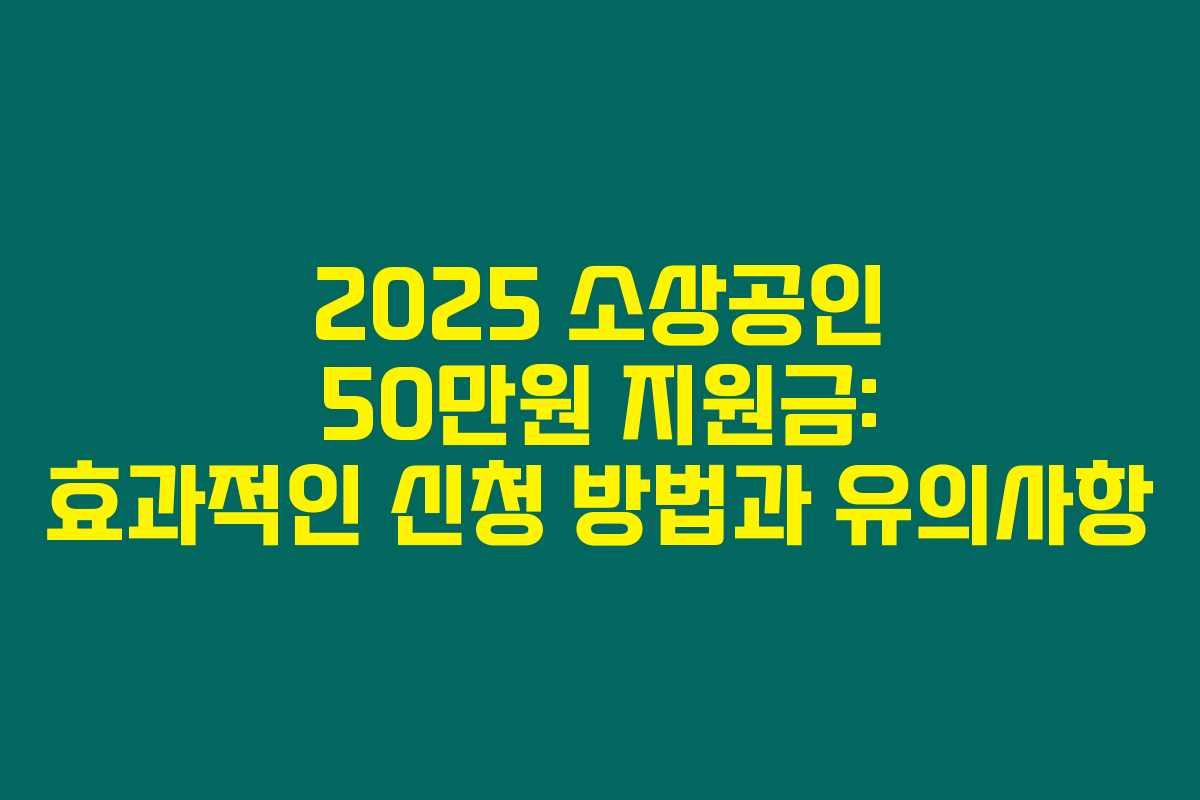 2025 소상공인 50만원 지원금: 효과적인 신청 방법과 유의사항