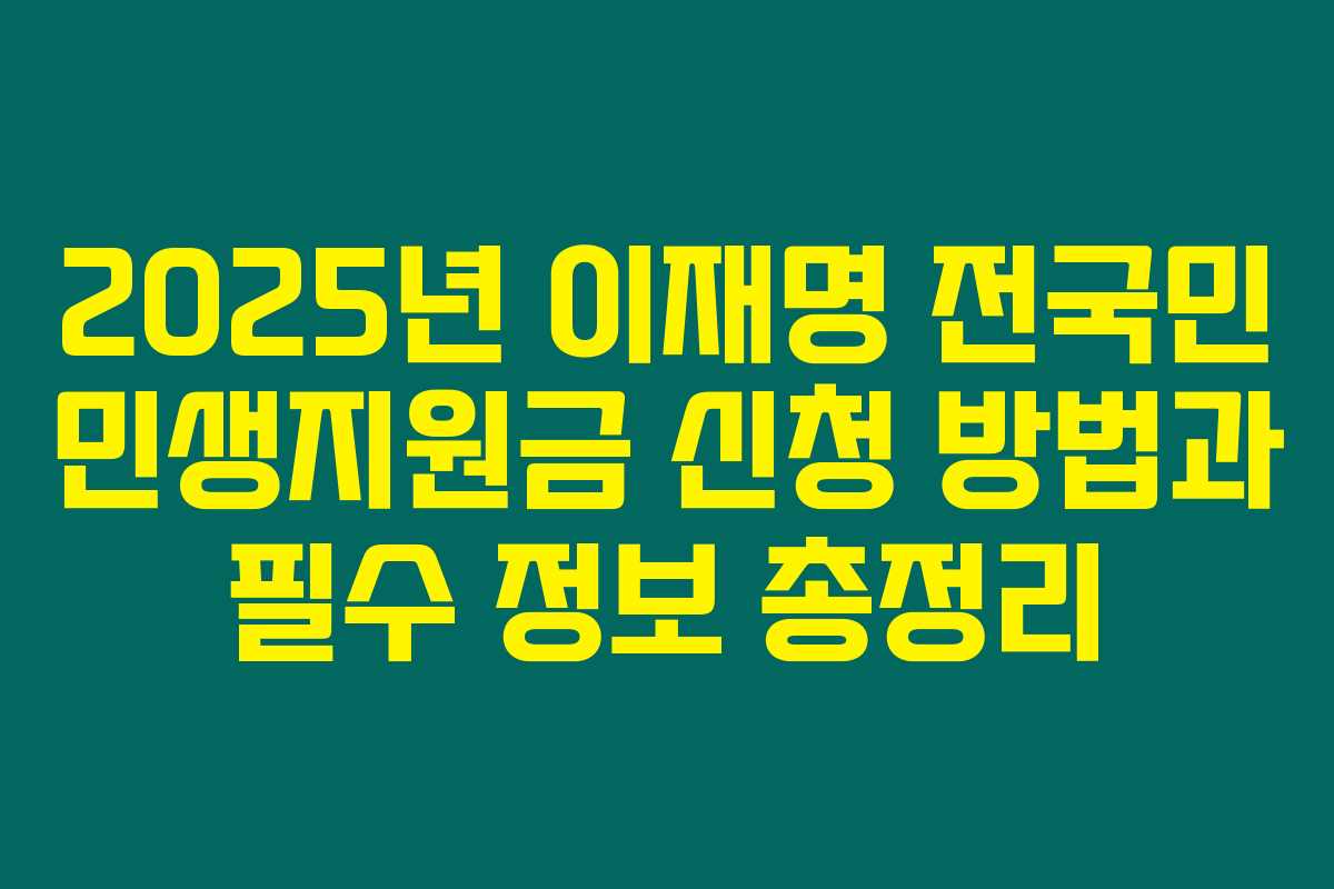2025년 이재명 전국민 민생지원금 신청 방법과 필수 정보 총정리