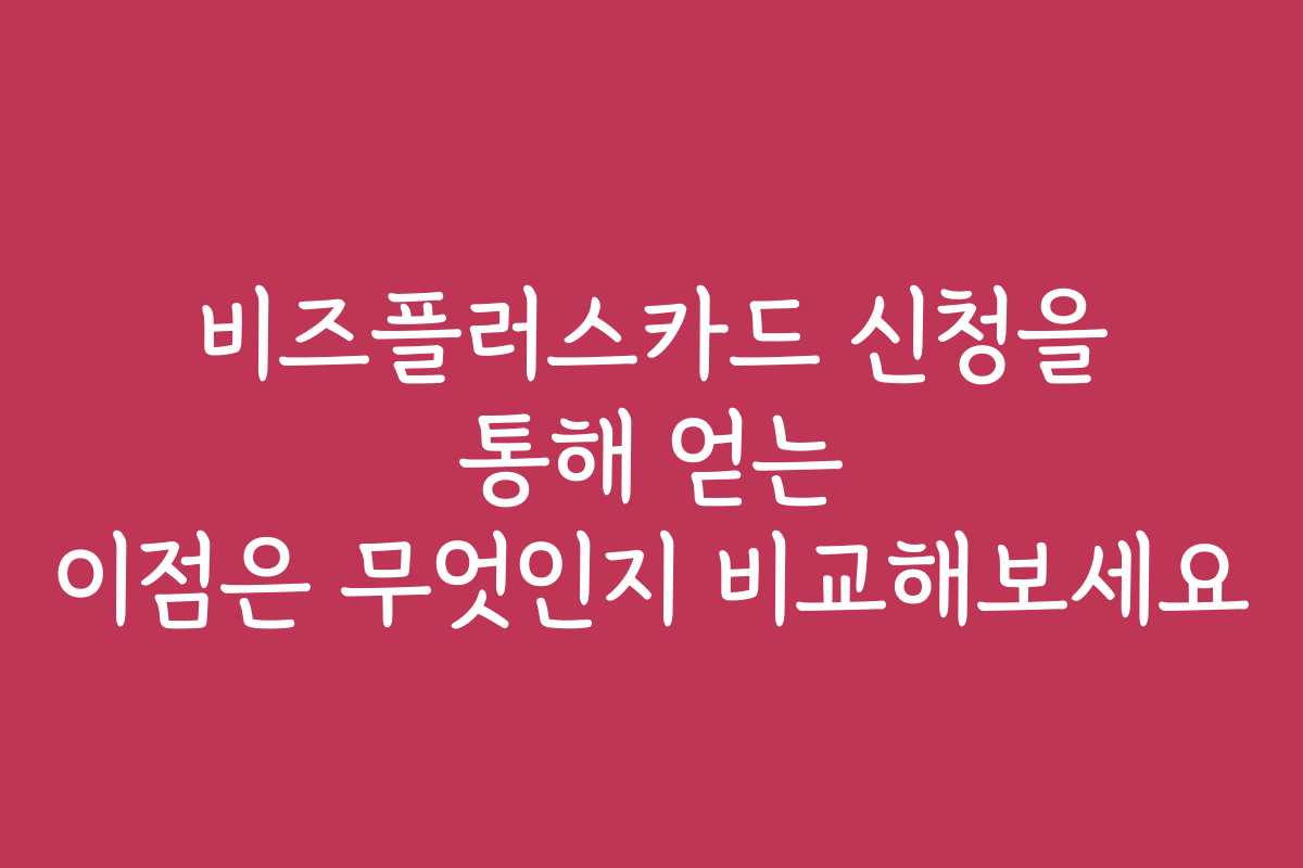 비즈플러스카드 신청을 통해 얻는 이점은 무엇인지 비교해보세요