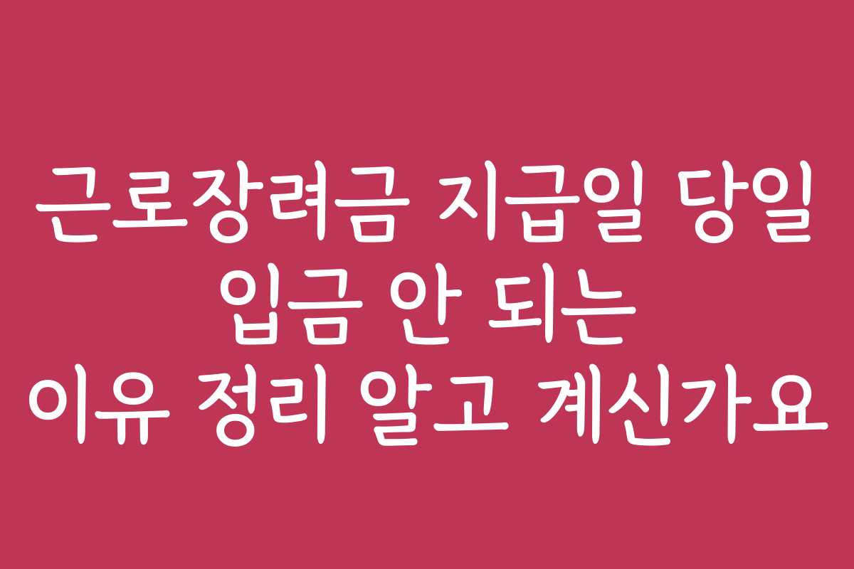 근로장려금 지급일 당일 입금 안 되는 이유 정리 알고 계신가요