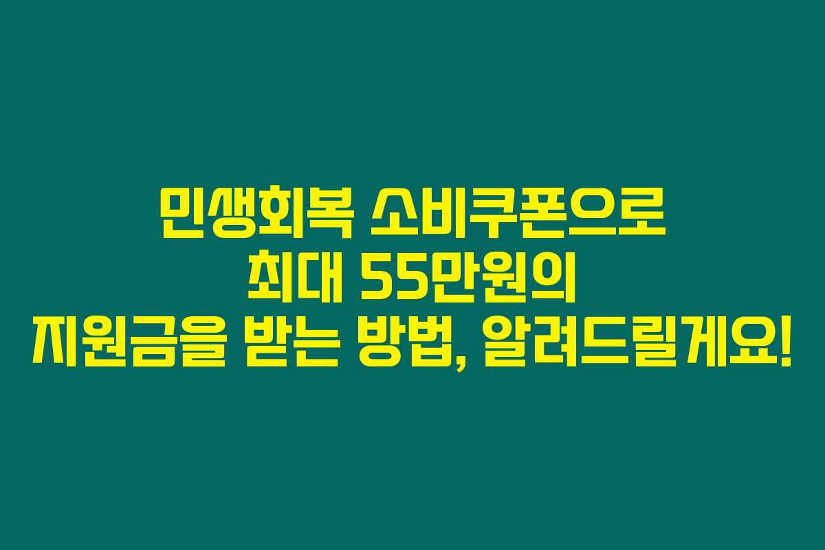 민생회복 소비쿠폰으로 최대 55만원의 지원금을 받는 방법, 알려드릴게요!