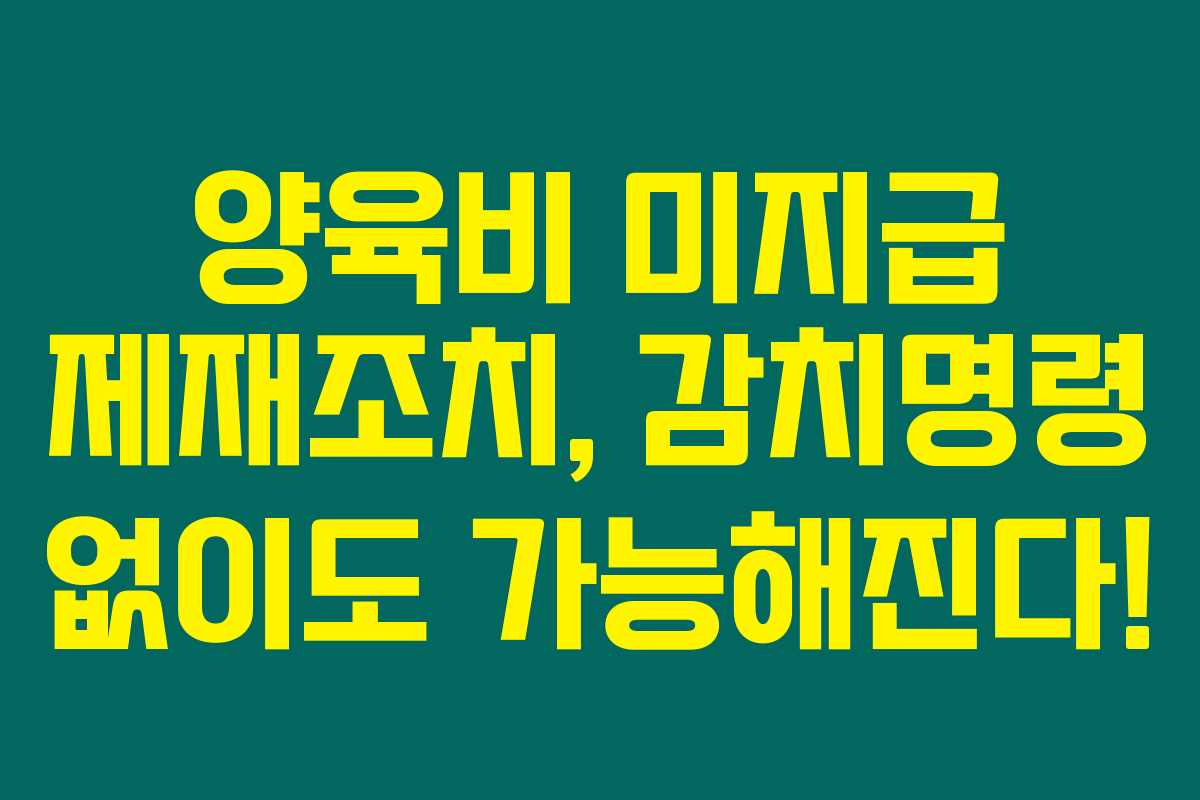 양육비 미지급 제재조치, 감치명령 없이도 가능해진다!