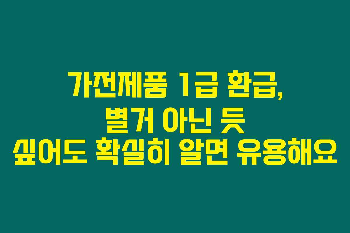 가전제품 1급 환급, 별거 아닌 듯 싶어도 확실히 알면 유용해요