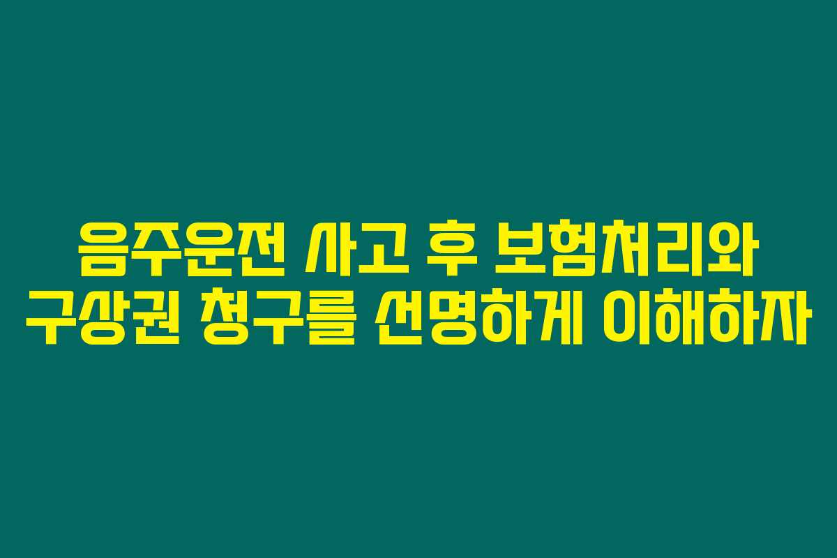 음주운전 사고 후 보험처리와 구상권 청구를 선명하게 이해하자