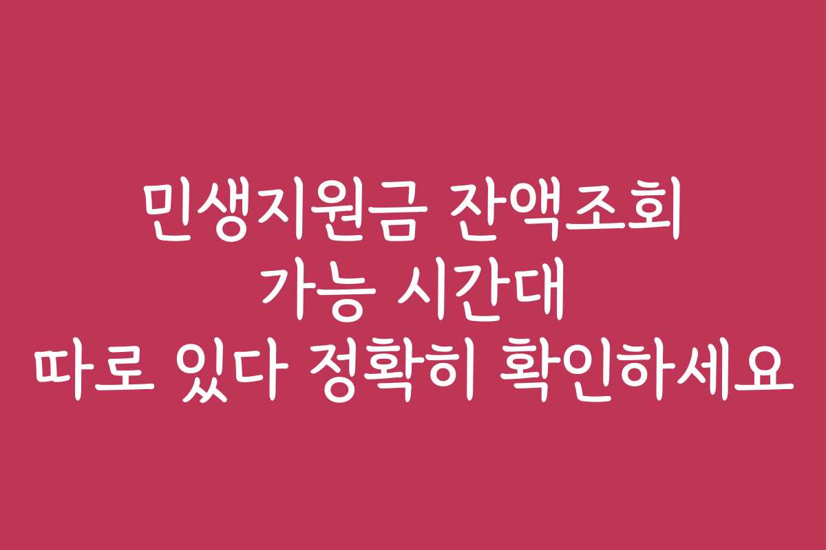 민생지원금 잔액조회 가능 시간대 따로 있다 정확히 확인하세요 민생지원금 잔액조회 가능 시간대 따로 있다 정확히 확인하세요