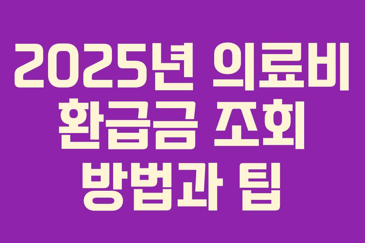 2025년 의료비 환급금 조회 방법과 팁