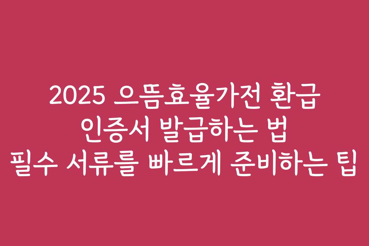 2025 으뜸효율가전 환급 인증서 발급하는 법 필수 서류를 빠르게 준비하는 팁