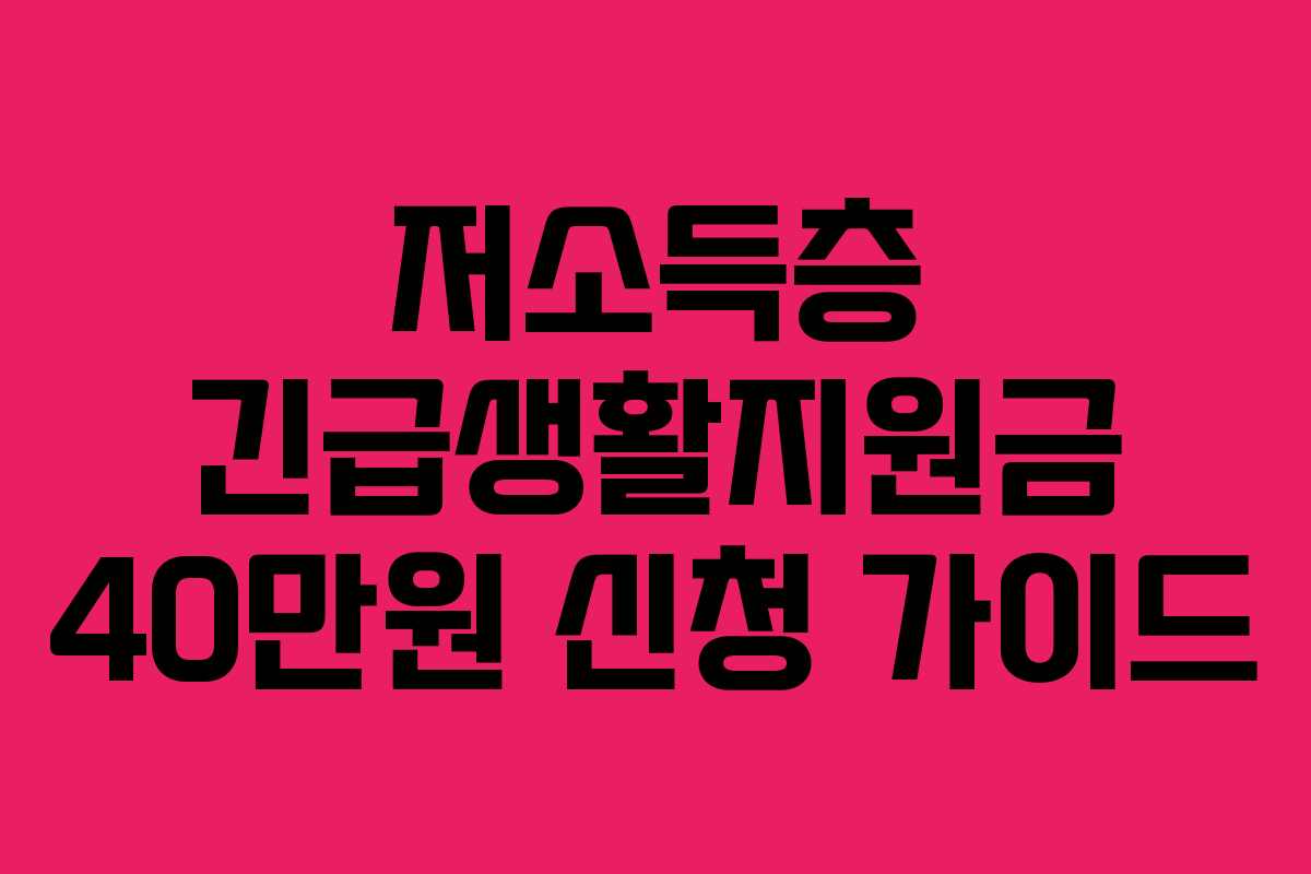 저소득층 긴급생활지원금 40만원 신청 가이드
