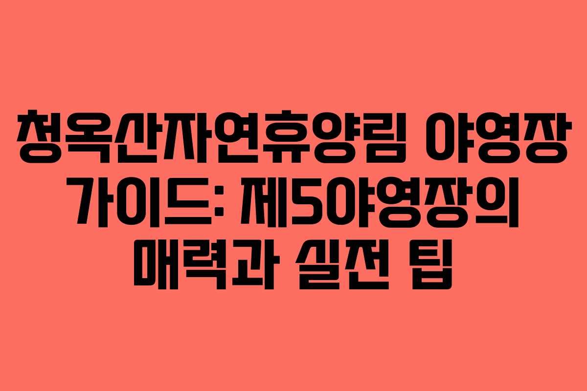 청옥산자연휴양림 야영장 가이드: 제5야영장의 매력과 실전 팁
