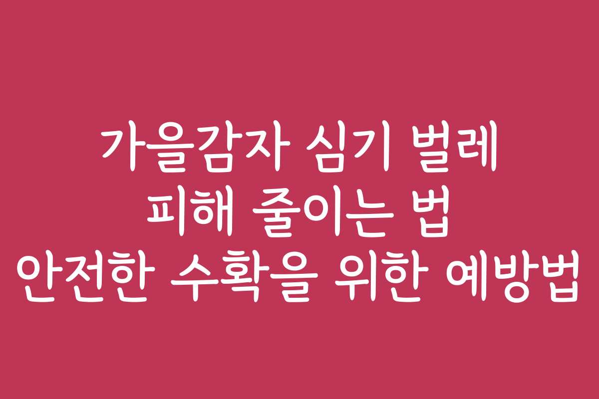 가을감자 심기 벌레 피해 줄이는 법 안전한 수확을 위한 예방법 가을감자 심기 벌레 피해 줄이는 법 안전한 수확을 위한 예방법