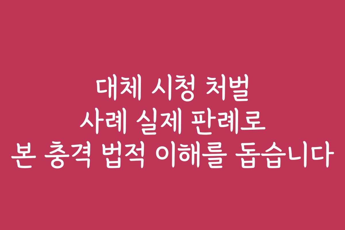 대체 시청 처벌 사례 실제 판례로 본 충격 법적 이해를 돕습니다