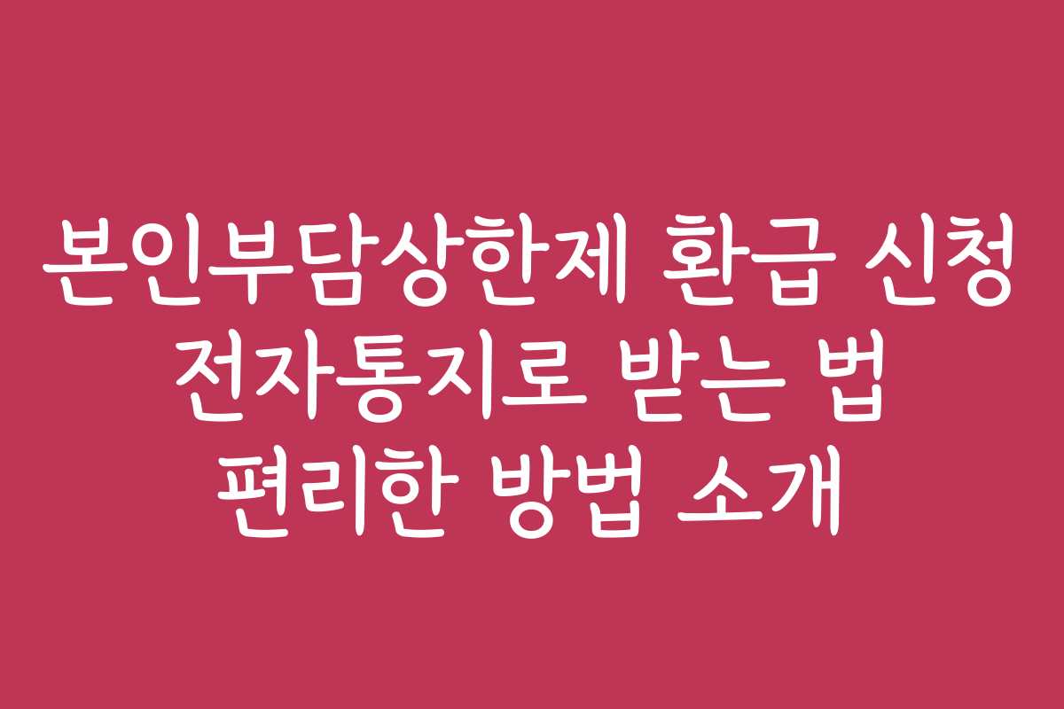 본인부담상한제 환급 신청 전자통지로 받는 법 편리한 방법 소개