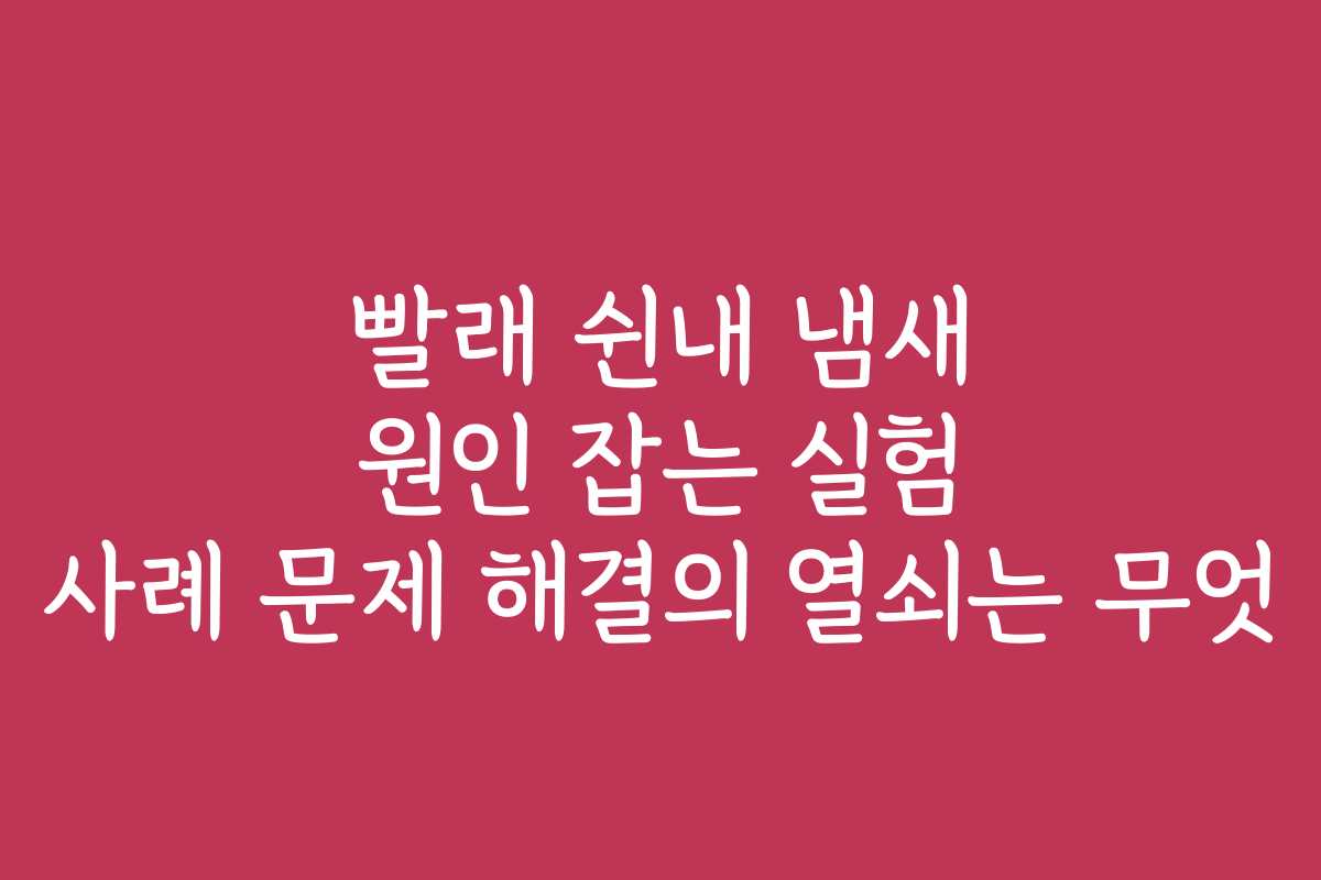 빨래 쉰내 냄새 원인 잡는 실험 사례 문제 해결의 열쇠는 무엇