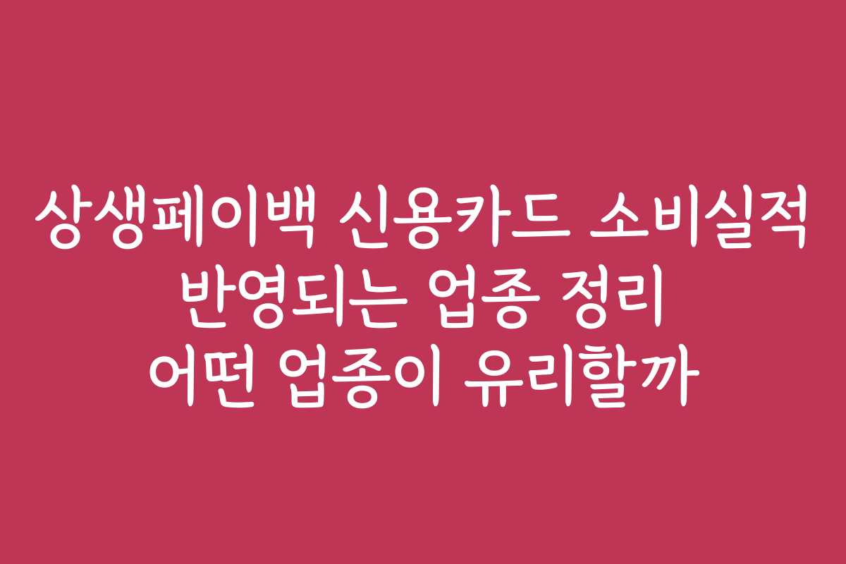 상생페이백 신용카드 소비실적 반영되는 업종 정리 어떤 업종이 유리할까