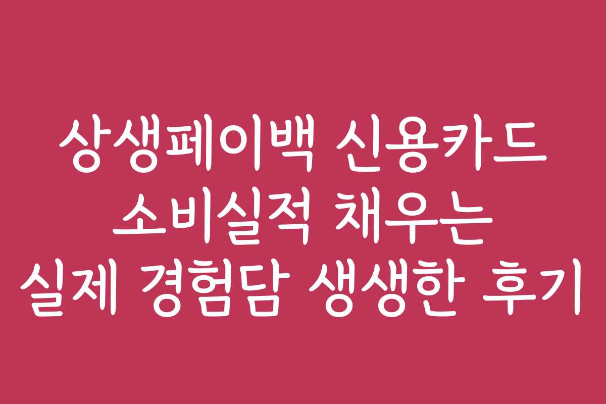상생페이백 신용카드 소비실적 채우는 실제 경험담 생생한 후기 상생페이백 신용카드 소비실적 채우는 실제 경험담 생생한 후기