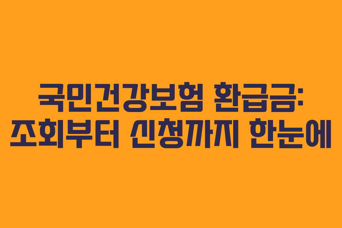 국민건강보험 환급금: 조회부터 신청까지 한눈에