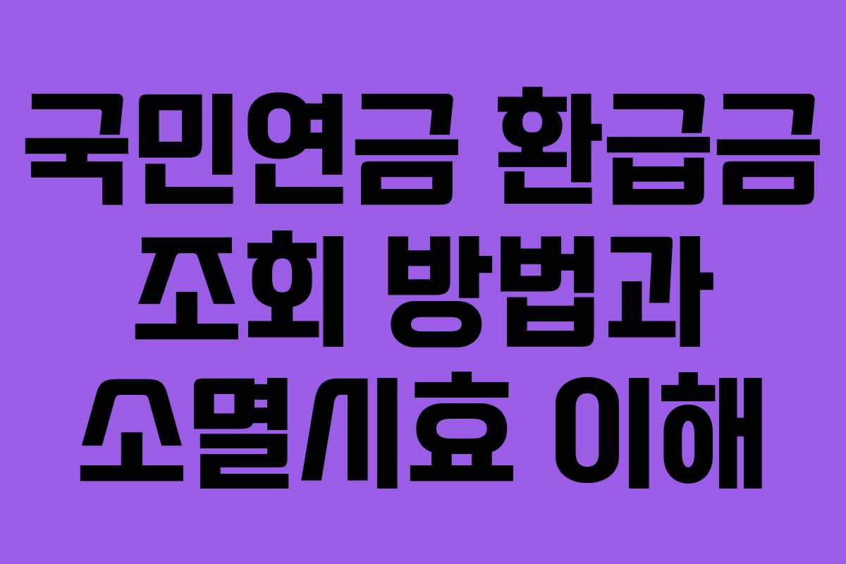 국민연금 환급금 조회 방법과 소멸시효 이해