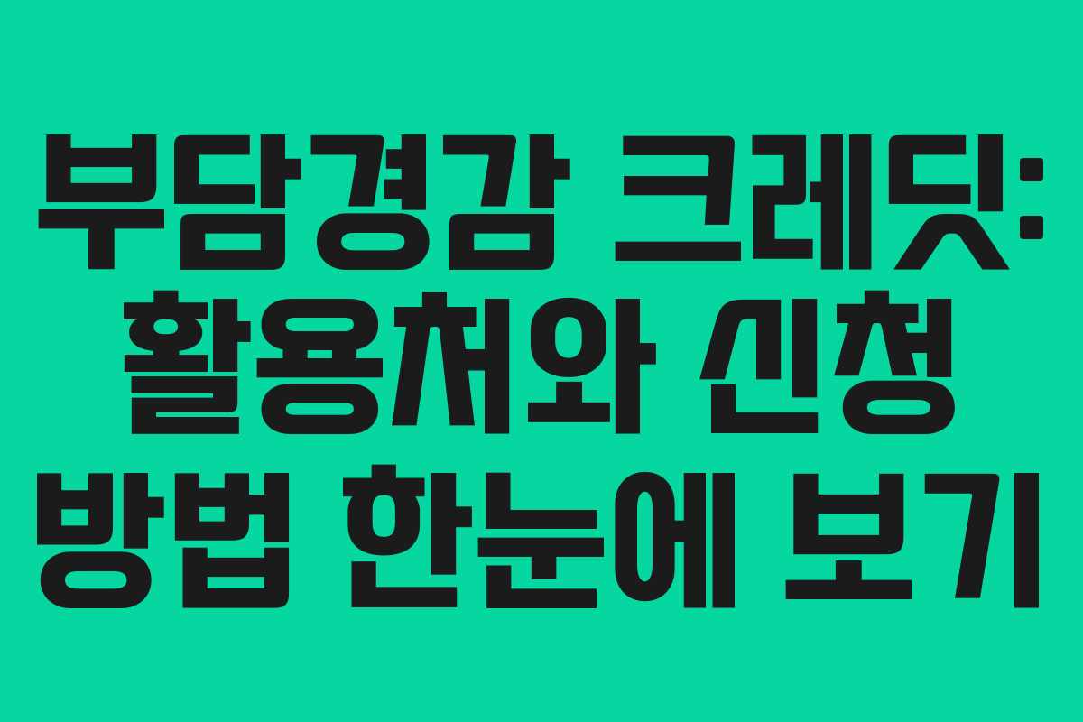 부담경감 크레딧: 활용처와 신청 방법 한눈에 보기