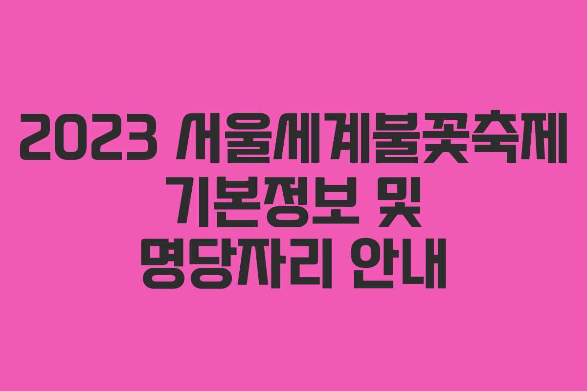 2023 서울세계불꽃축제 기본정보 및 명당자리 안내
