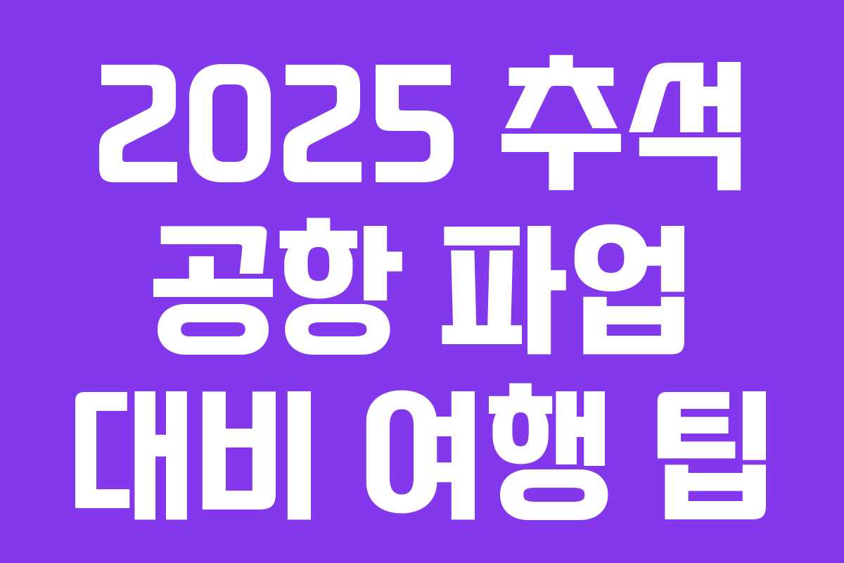 2025 추석 공항 파업 대비 여행 팁