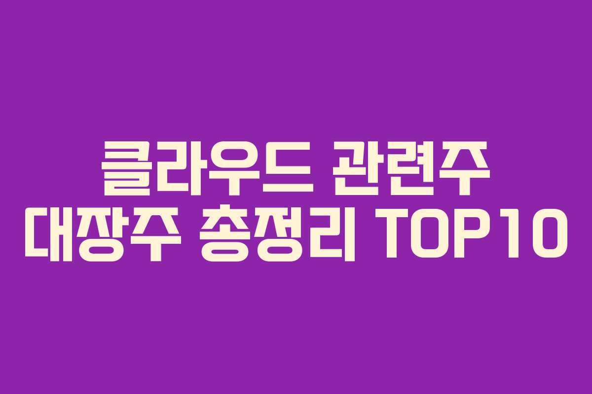 클라우드 관련주 대장주 총정리 TOP10