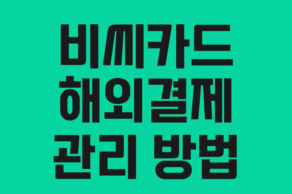 비씨카드 해외결제 관리 방법