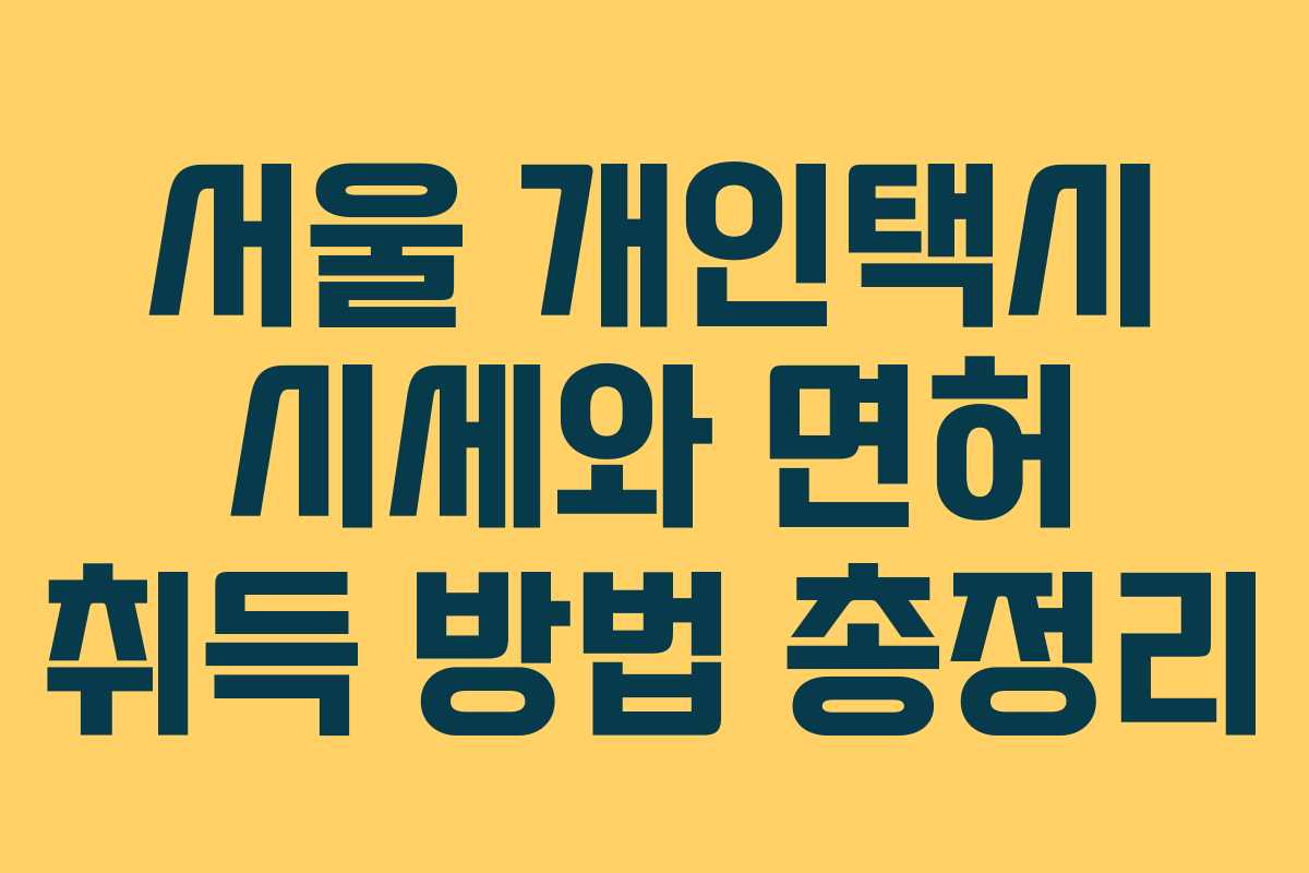 서울 개인택시 시세와 면허 취득 방법 총정리