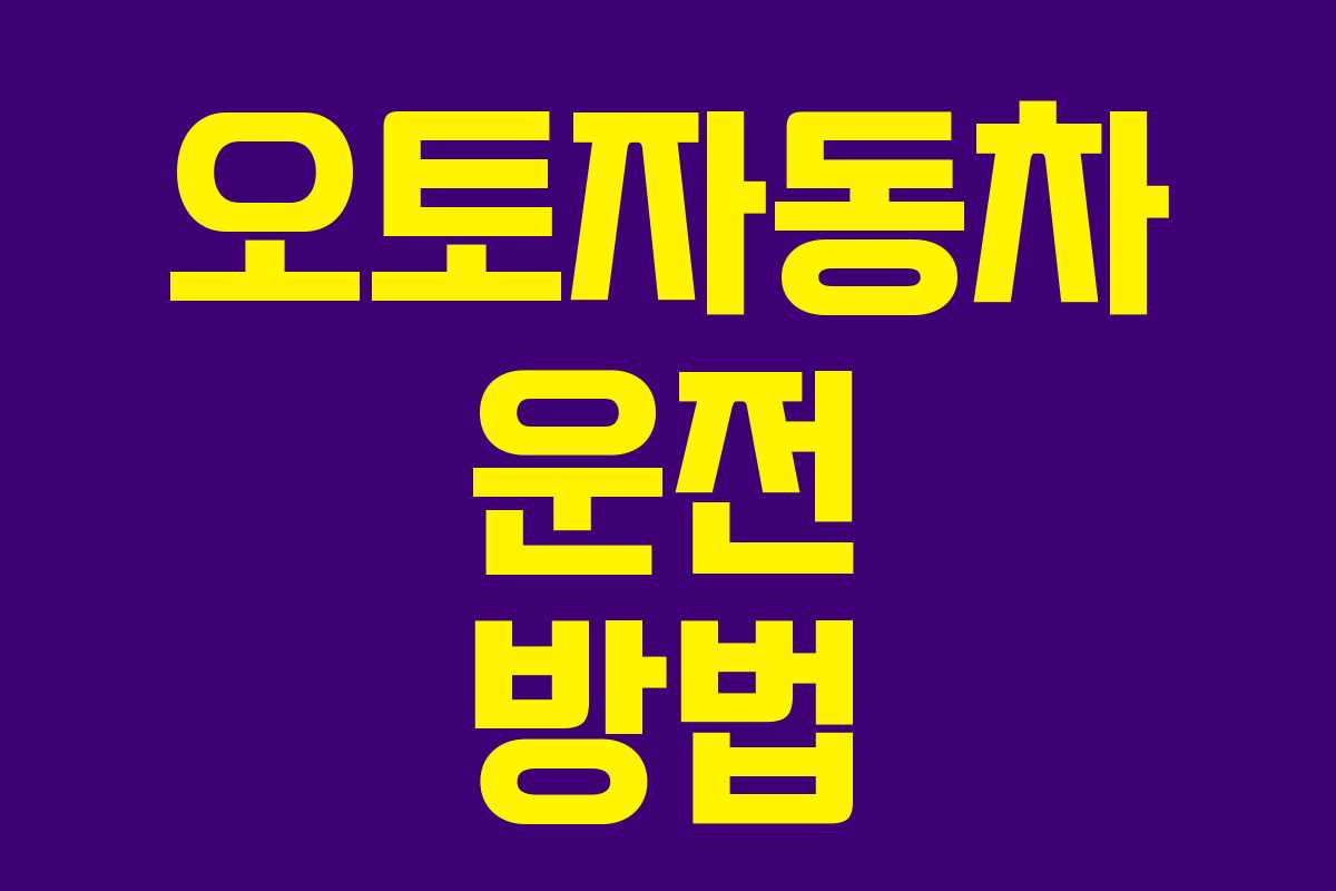 오토자동차 운전 방법