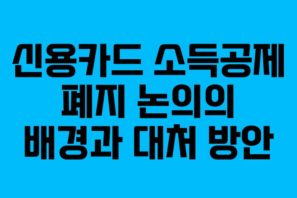 신용카드 소득공제 폐지 논의의 배경과 대처 방안