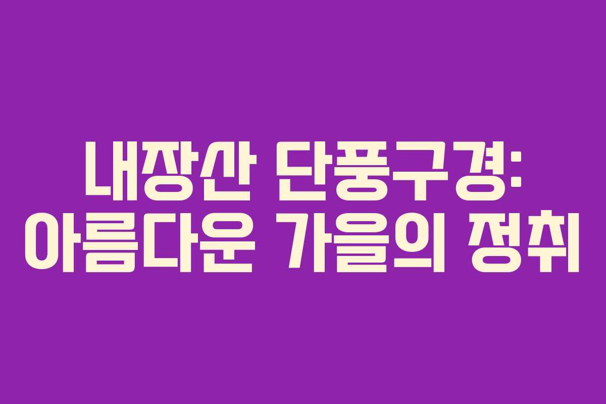내장산 단풍구경: 아름다운 가을의 정취