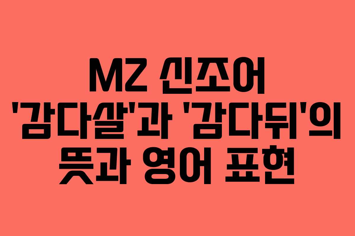 MZ 신조어 '감다살'과 '감다뒤'의 뜻과 영어 표현