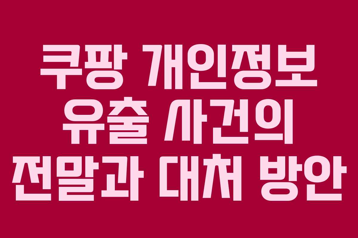 쿠팡 개인정보 유출 사건의 전말과 대처 방안