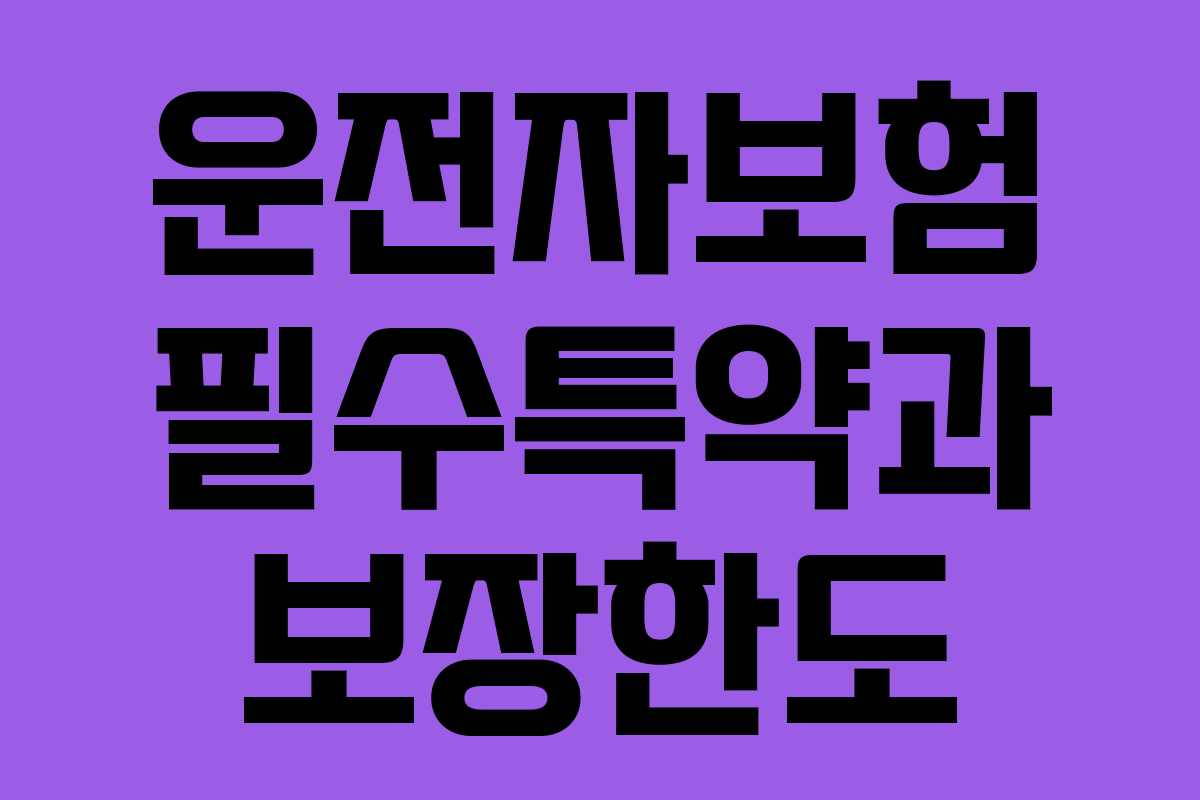 운전자보험 필수특약과 보장한도