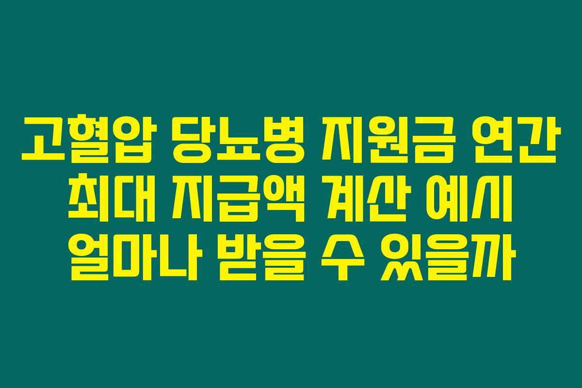 고혈압 당뇨병 지원금 연간 최대 지급액 계산 예시 얼마나 받을 수 있을까