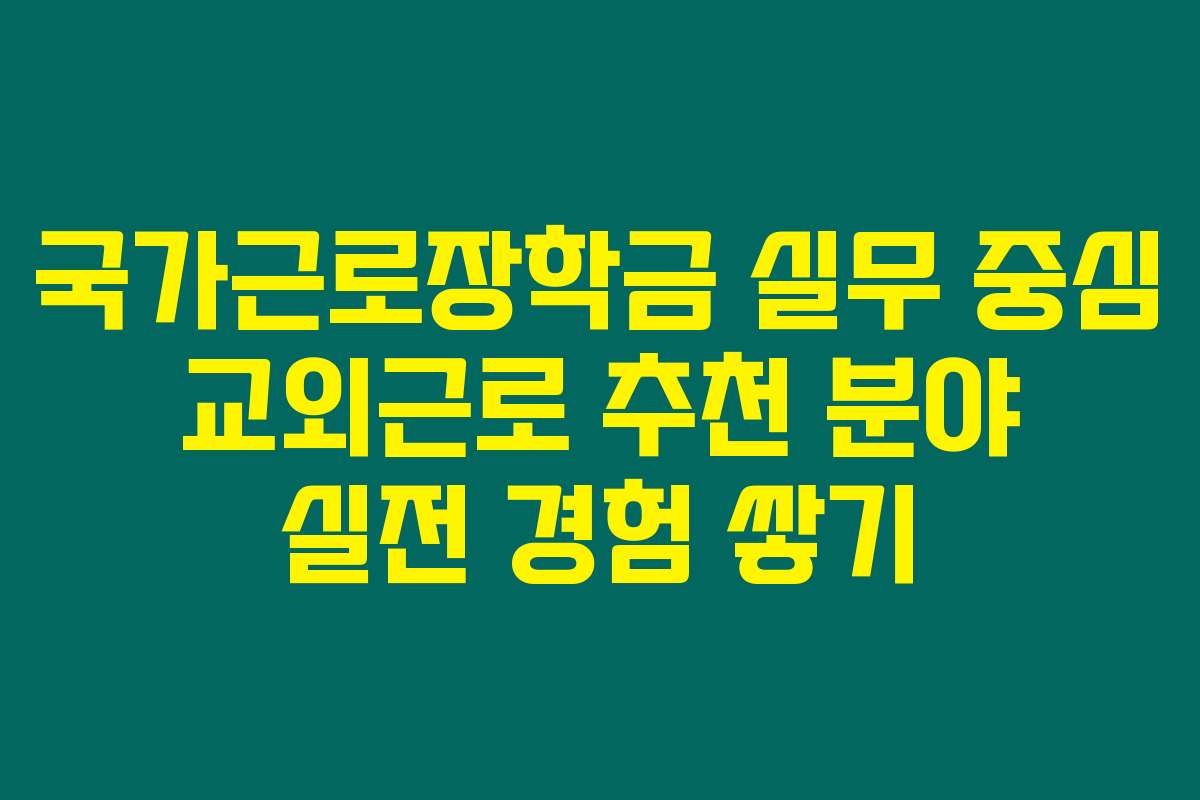 국가근로장학금 실무 중심 교외근로 추천 분야 실전 경험 쌓기