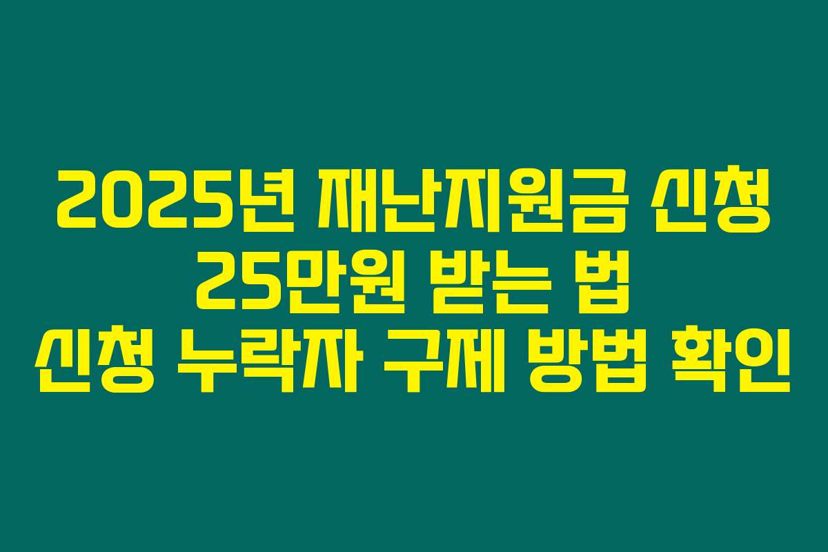 2025년 재난지원금 신청 25만원 받는 법 신청 누락자 구제 방법 확인