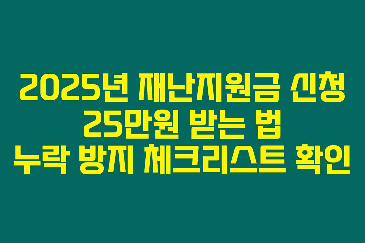 2025년 재난지원금 신청 25만원 받는 법 누락 방지 체크리스트 확인