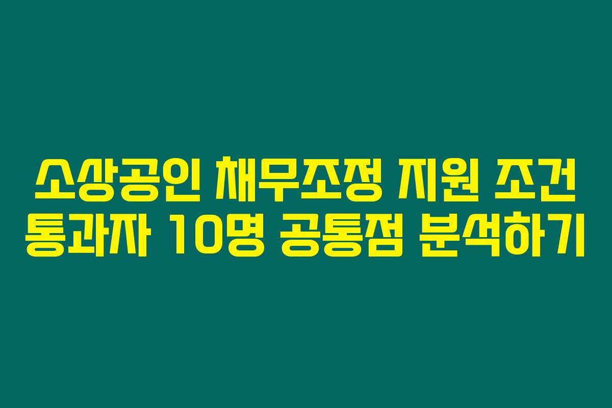 소상공인 채무조정 지원 조건 통과자 10명 공통점 분석하기