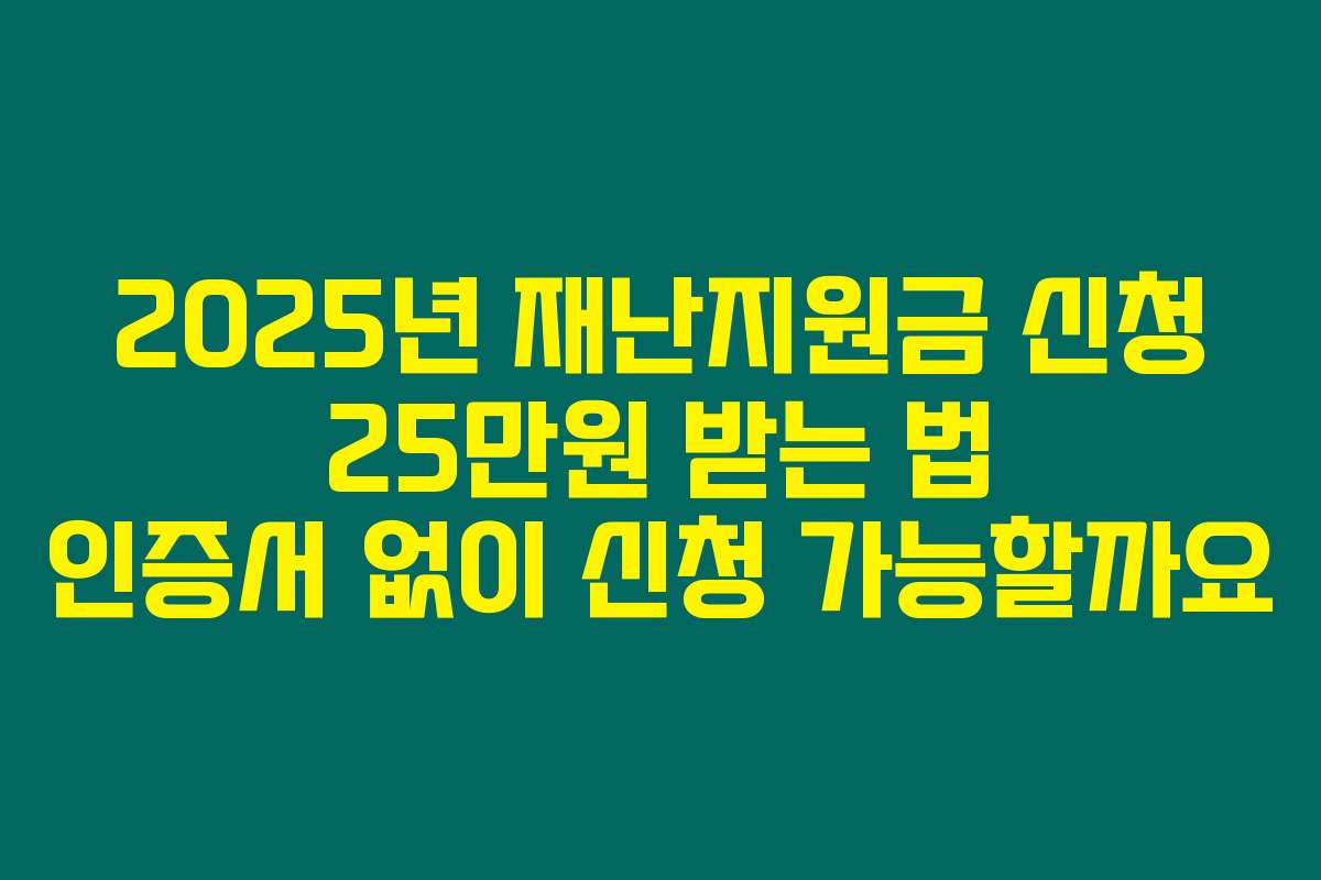 2025년 재난지원금 신청 25만원 받는 법 인증서 없이 신청 가능할까요