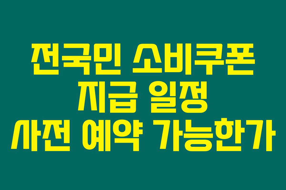 전국민 소비쿠폰 지급 일정 사전 예약 가능한가