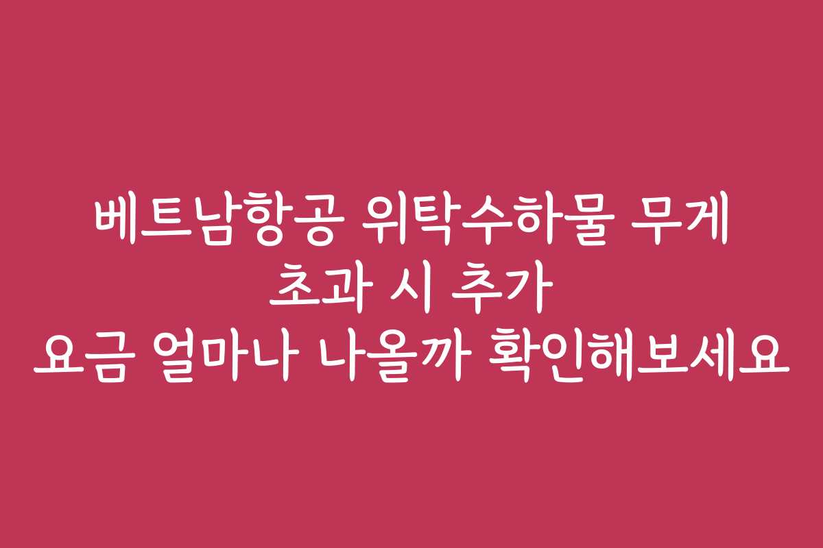 베트남항공 위탁수하물 무게 초과 시 추가 요금 얼마나 나올까 확인해보세요