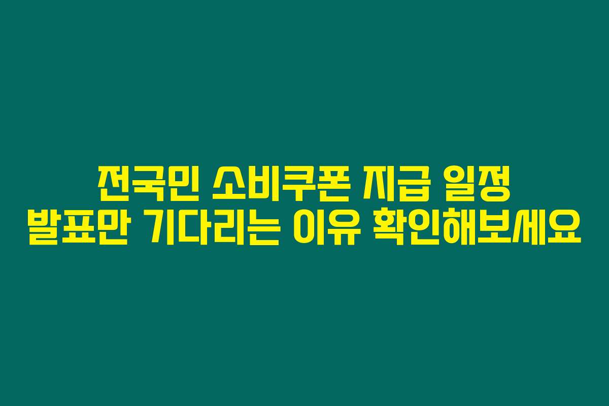 전국민 소비쿠폰 지급 일정 발표만 기다리는 이유 확인해보세요
