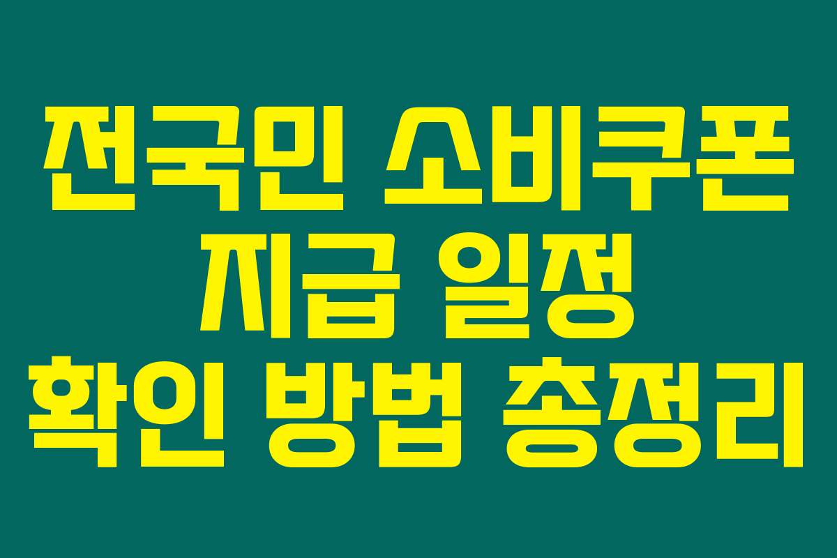 전국민 소비쿠폰 지급 일정 확인 방법 총정리