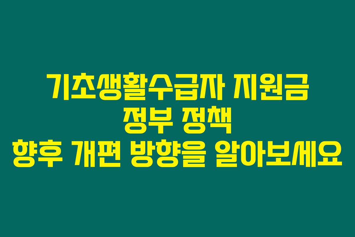 기초생활수급자 지원금 정부 정책 향후 개편 방향을 알아보세요