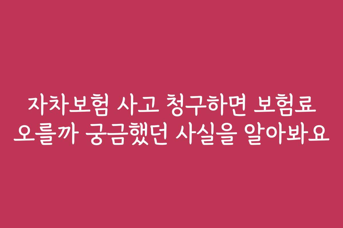 자차보험 사고 청구하면 보험료 오를까 궁금했던 사실을 알아봐요
