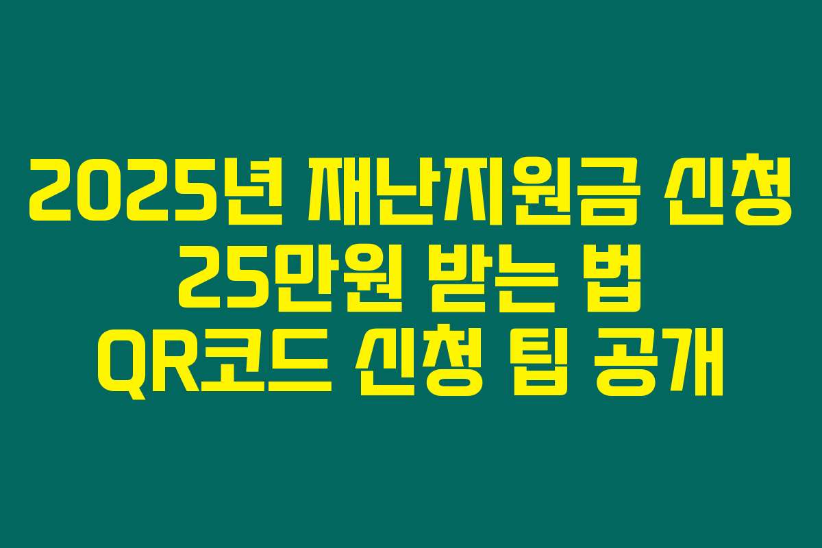 2025년 재난지원금 신청 25만원 받는 법 QR코드 신청 팁 공개