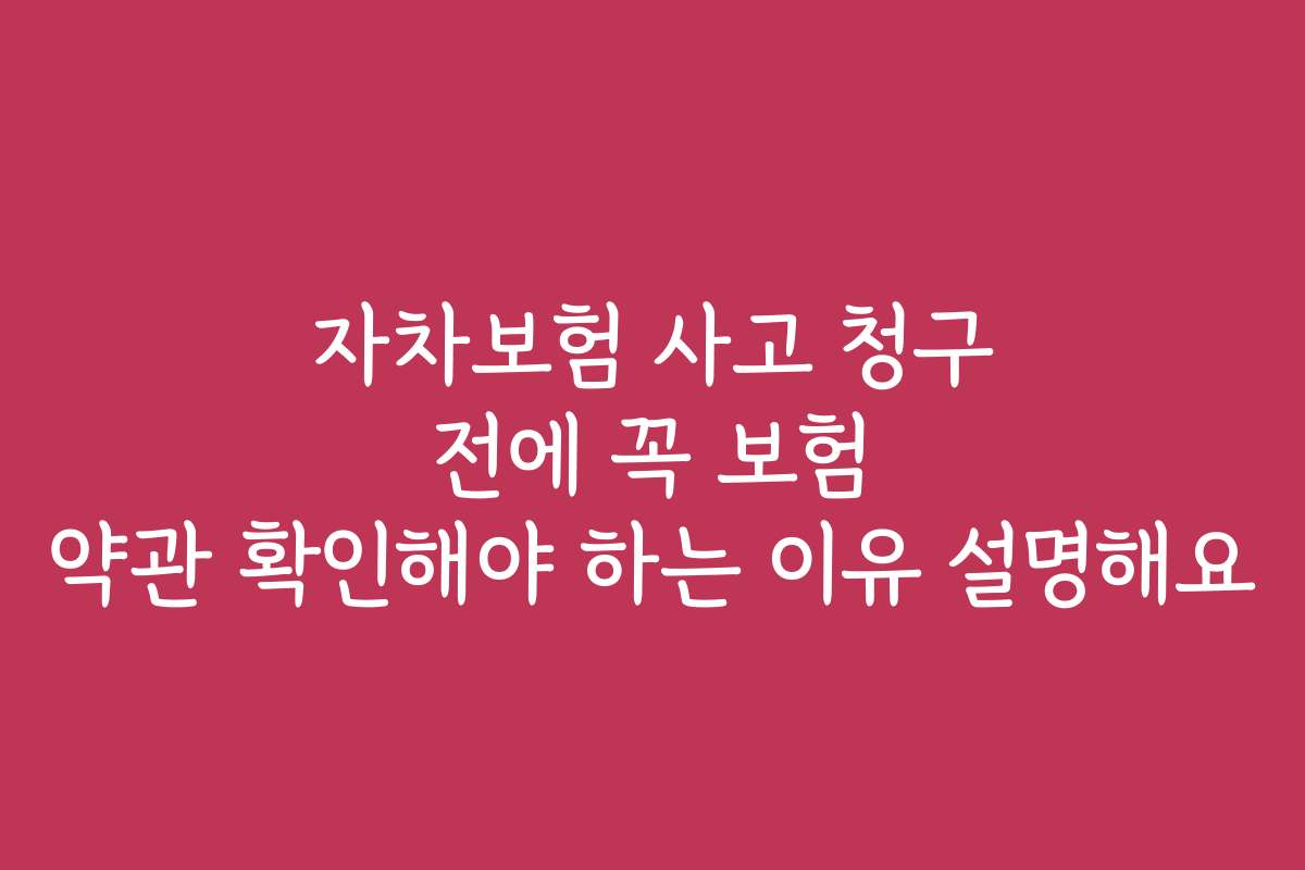 자차보험 사고 청구 전에 꼭 보험 약관 확인해야 하는 이유 설명해요